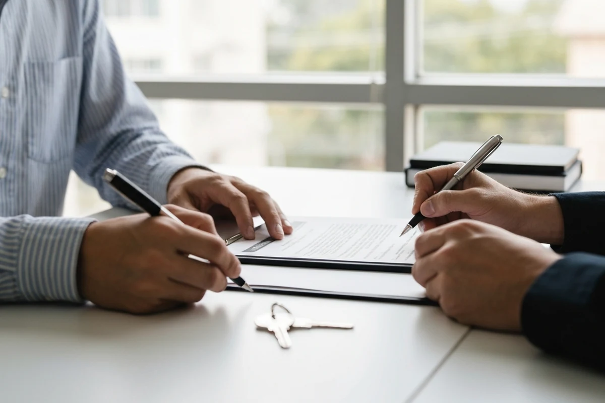 Firma de un contrato de alquiler de vivienda conforme a la nueva LAU 2026 con actualizacion por IRAV