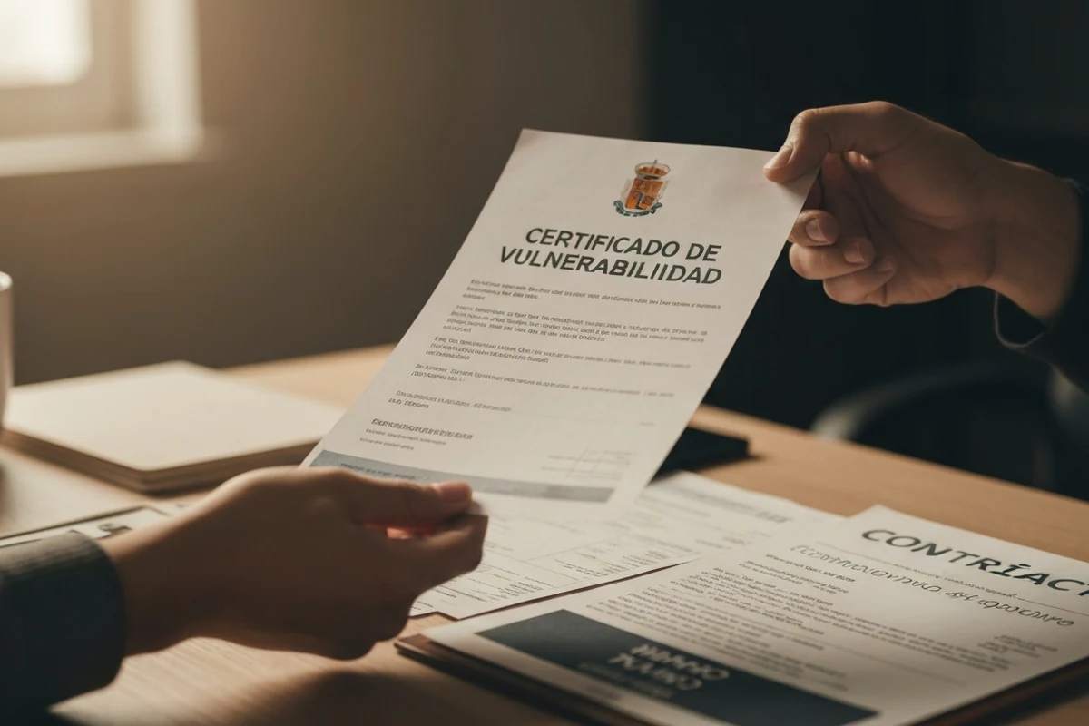 Certificado de vulnerabilidad economica entregado por servicios sociales para suspender el lanzamiento