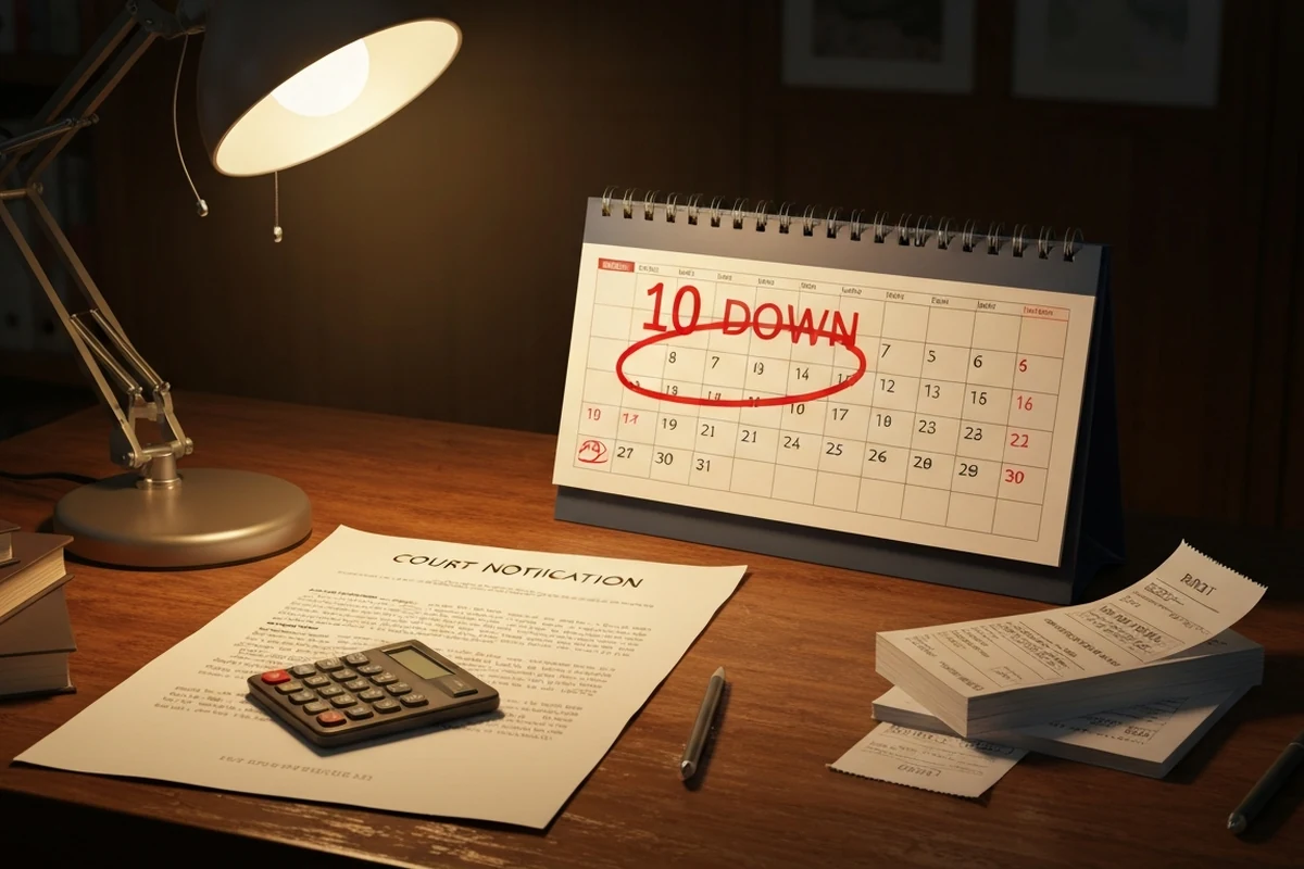 Calendario con plazo de 10 dias del articulo 22.4 LEC para enervar el desahucio