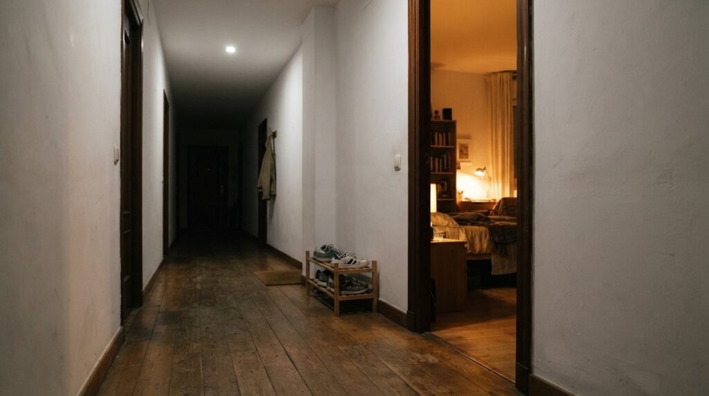Tengo una habitación alquilada y no se quiere ir: puerta entreabierta en un piso compartido
